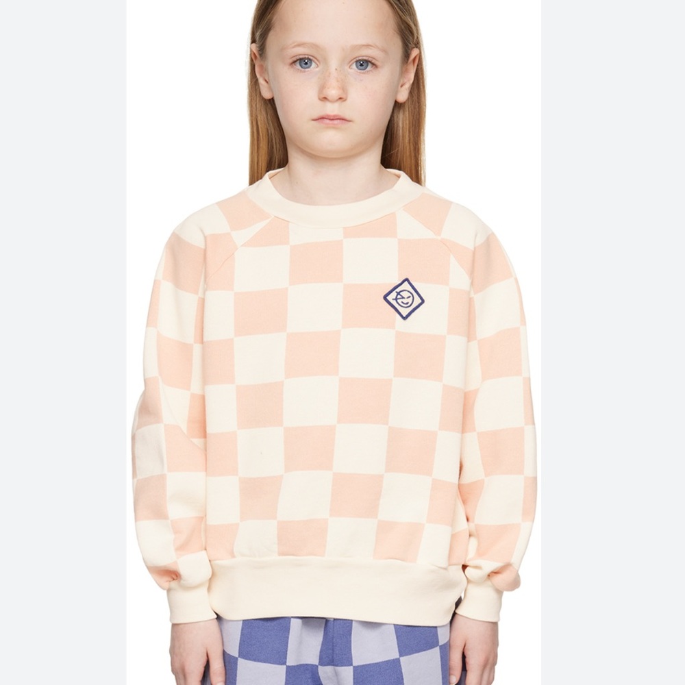 Wynken Kids Pink Checkered Sweatshirt